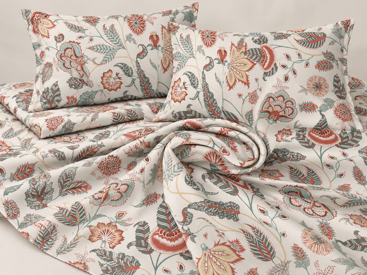 Portico New York Signature White Floral 210 TC King Bedsheet Set